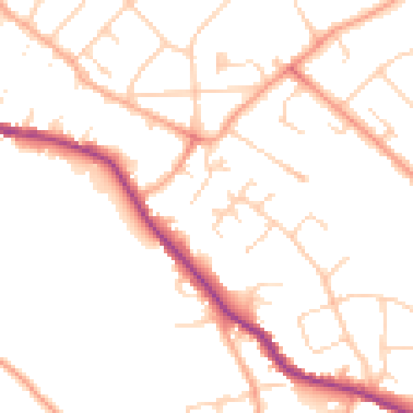 Daytime road noise heatmap for WD23 4UF