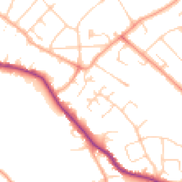 Daytime road noise heatmap for WD23 4UG