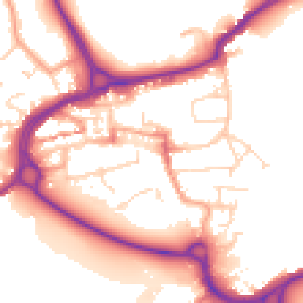 Daytime road noise heatmap for WD3 1AN