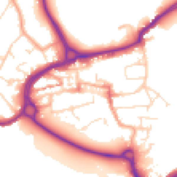 Daytime road noise heatmap for WD3 1AQ