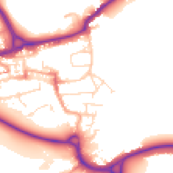 Daytime road noise heatmap for WD3 1EY