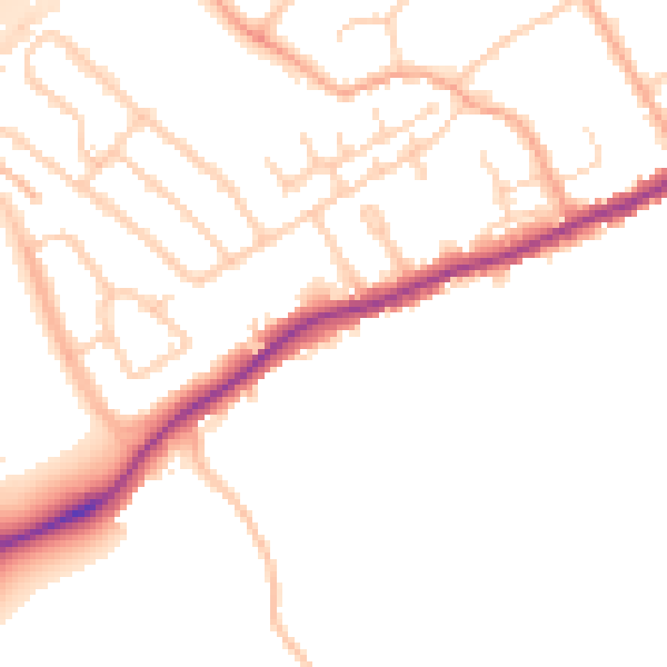 Daytime road noise heatmap for WD3 8DX