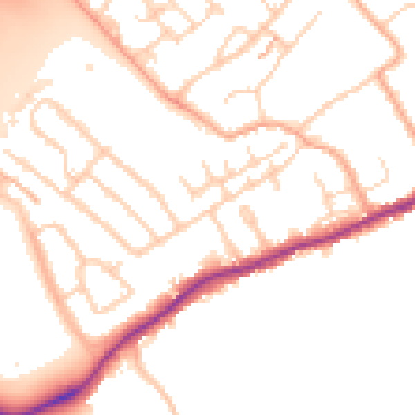 Daytime road noise heatmap for WD3 8SA