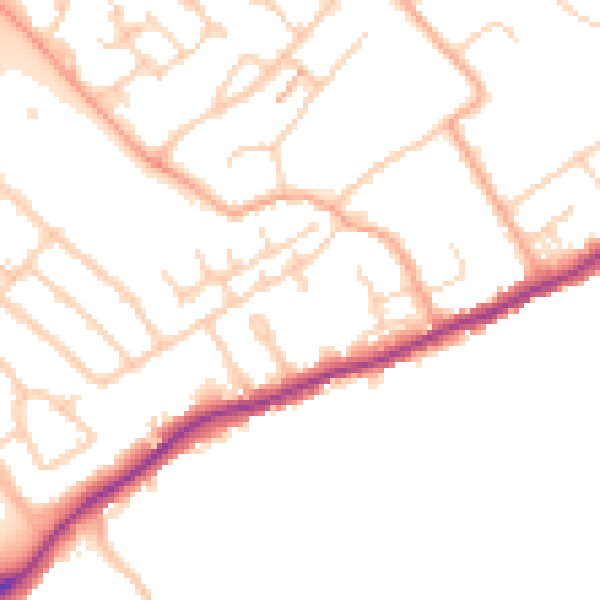 Daytime road noise heatmap for WD3 8WB