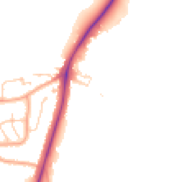 Daytime road noise heatmap for WD3 9SN