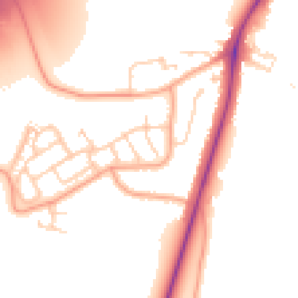Daytime road noise heatmap for WD3 9TP