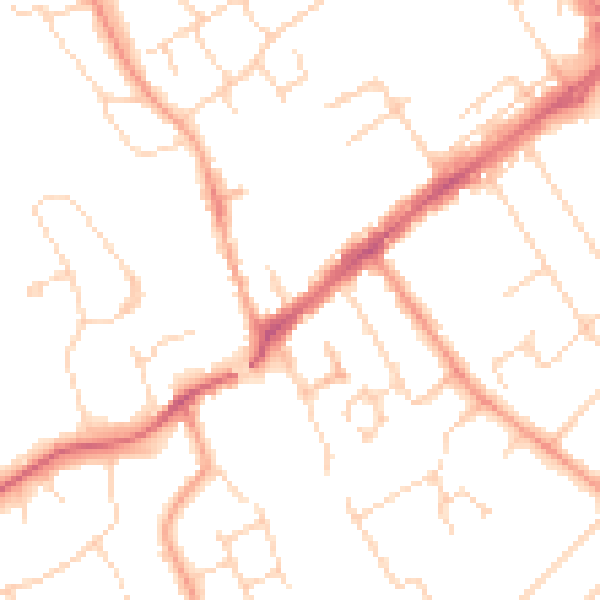 Daytime road noise heatmap for WD6 1AD