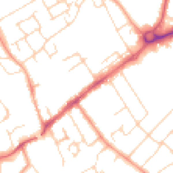 Daytime road noise heatmap for WD6 1AG