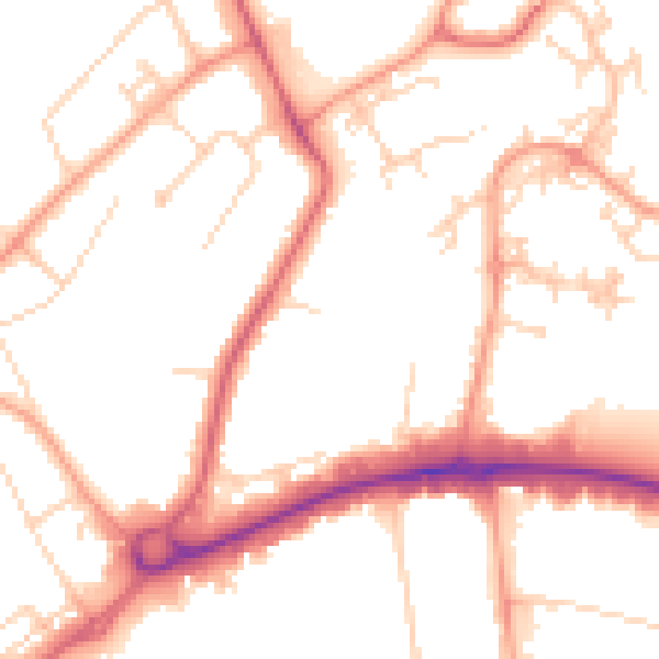 Daytime road noise heatmap for WD6 1AS