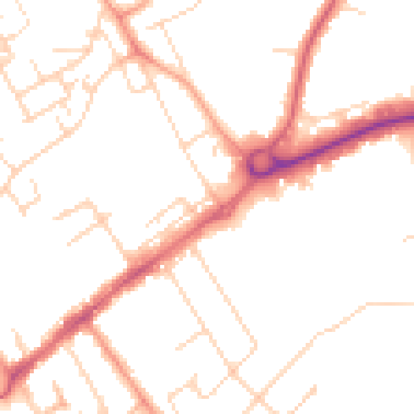 Daytime road noise heatmap for WD6 1AT