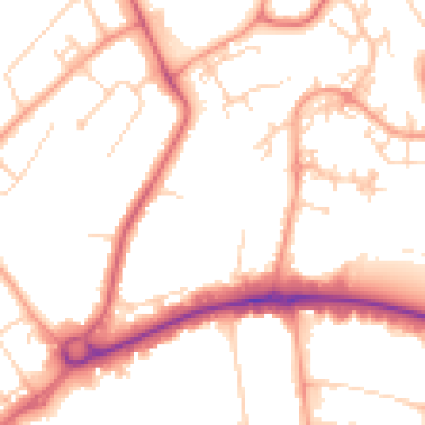 Daytime road noise heatmap for WD6 1BA