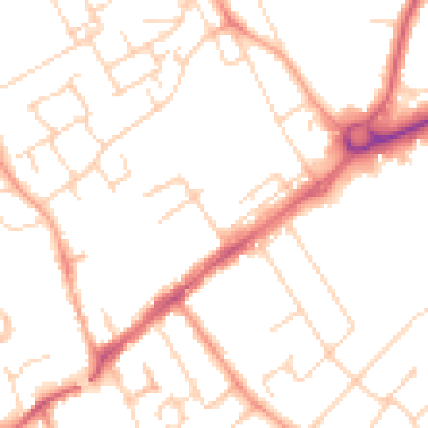 Daytime road noise heatmap for WD6 1BD