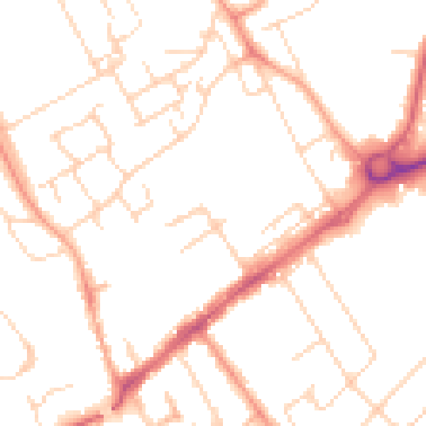 Daytime road noise heatmap for WD6 1BE