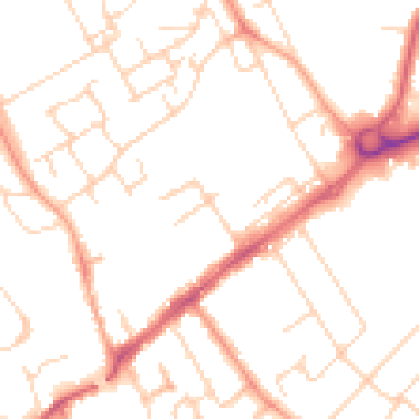 Daytime road noise heatmap for WD6 1BH