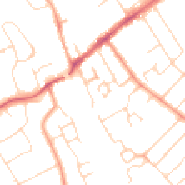 Daytime road noise heatmap for WD6 1BQ
