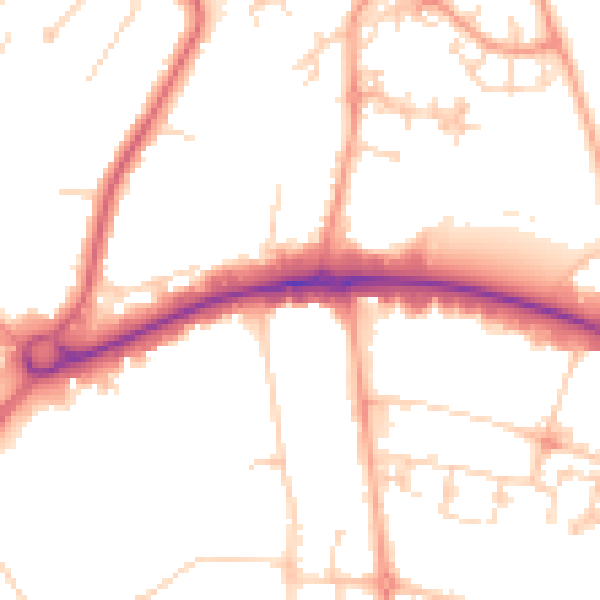 Daytime road noise heatmap for WD6 1BY