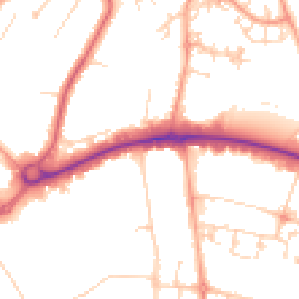Daytime road noise heatmap for WD6 1BZ
