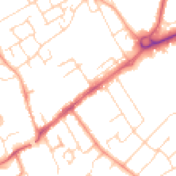 Daytime road noise heatmap for WD6 1DD