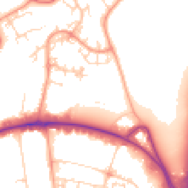 Daytime road noise heatmap for WD6 1DJ