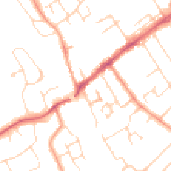 Daytime road noise heatmap for WD6 1DL