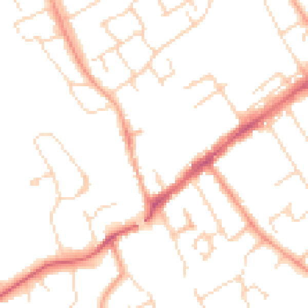 Daytime road noise heatmap for WD6 1DQ