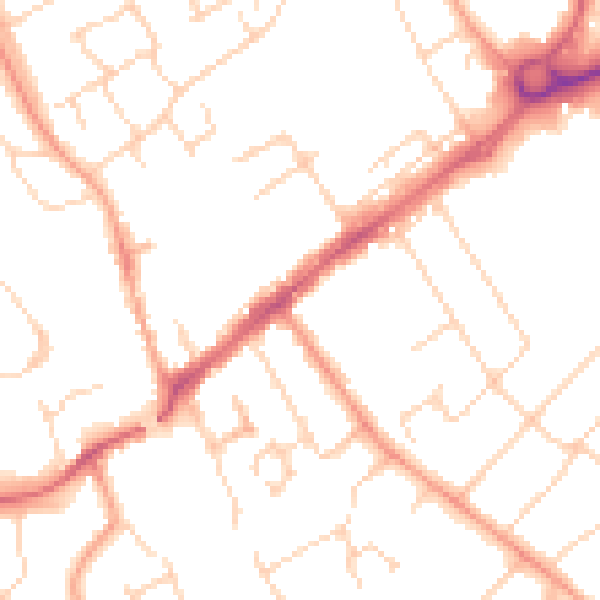 Daytime road noise heatmap for WD6 1DX