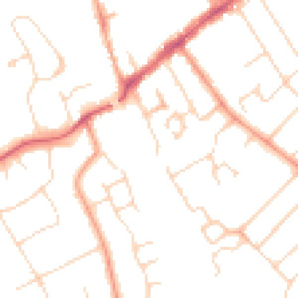 Daytime road noise heatmap for WD6 1DY