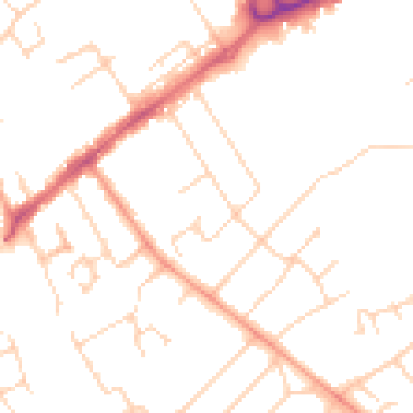 Daytime road noise heatmap for WD6 1HF