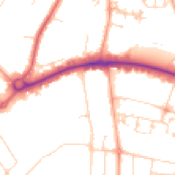 Daytime road noise heatmap for WD6 1HW