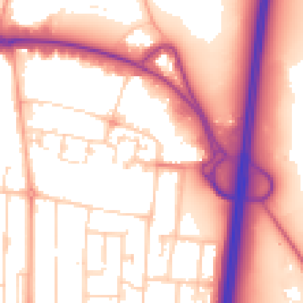 Daytime road noise heatmap for WD6 1LL