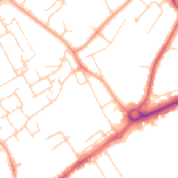 Daytime road noise heatmap for WD6 1NN