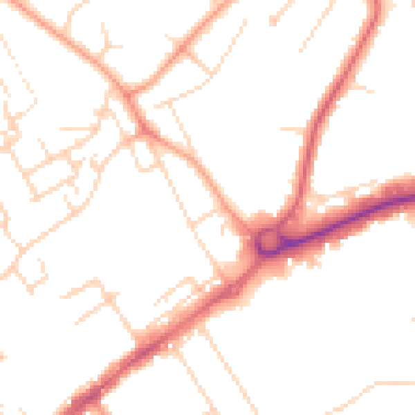 Daytime road noise heatmap for WD6 1PR