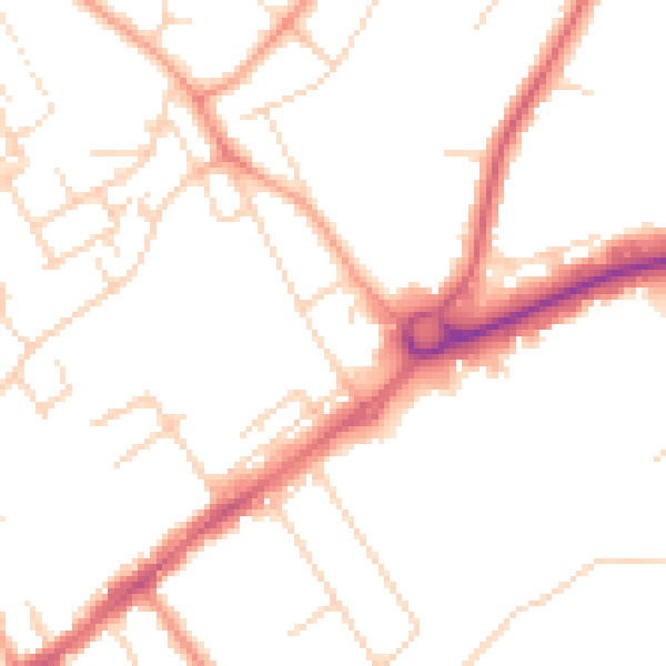 Daytime road noise heatmap for WD6 1PT