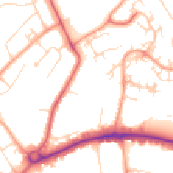 Daytime road noise heatmap for WD6 1SB