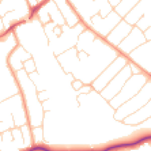 Daytime road noise heatmap for WD6 2AL