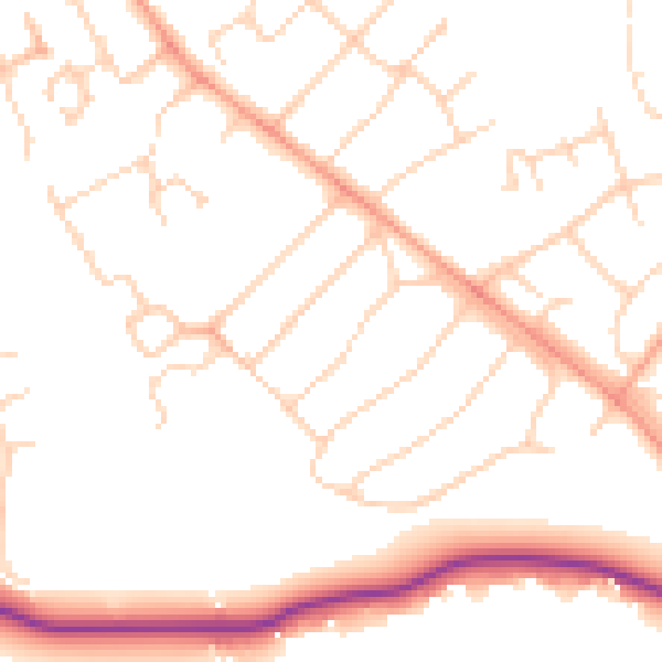 Daytime road noise heatmap for WD6 2BB