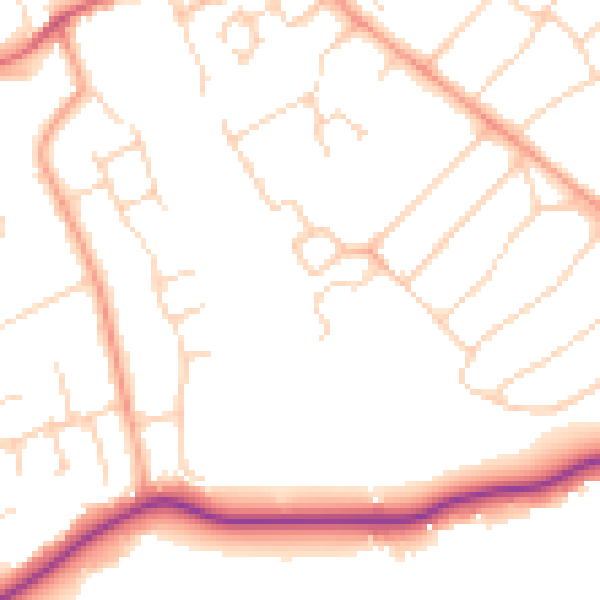 Daytime road noise heatmap for WD6 2FT