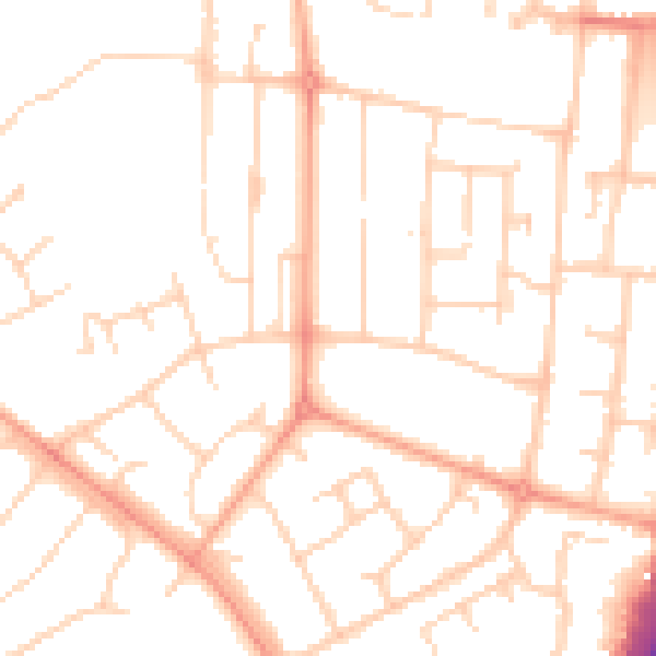 Daytime road noise heatmap for WD6 2LL