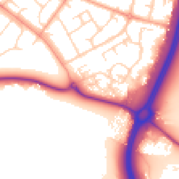 Daytime road noise heatmap for WD6 2SB