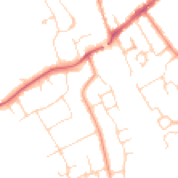 Daytime road noise heatmap for WD6 3HY