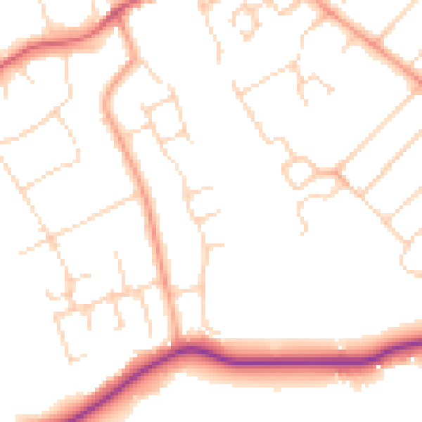Daytime road noise heatmap for WD6 3JH