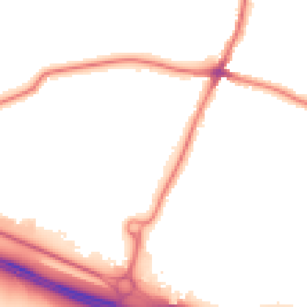 Night-time road noise heatmap for WD6 3LL