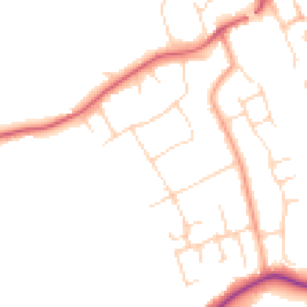 Daytime road noise heatmap for WD6 3LZ