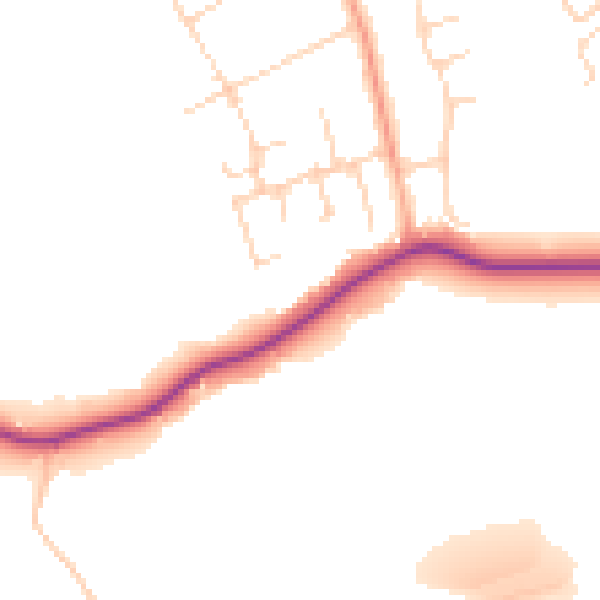 Daytime road noise heatmap for WD6 3QZ
