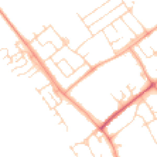 Daytime road noise heatmap for WD6 4JP