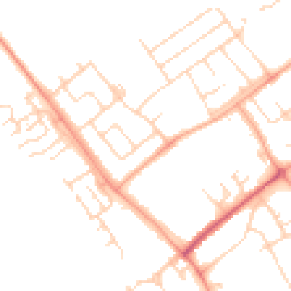 Daytime road noise heatmap for WD6 4LW