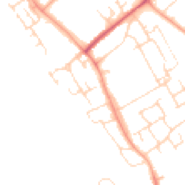 Daytime road noise heatmap for WD6 4ND