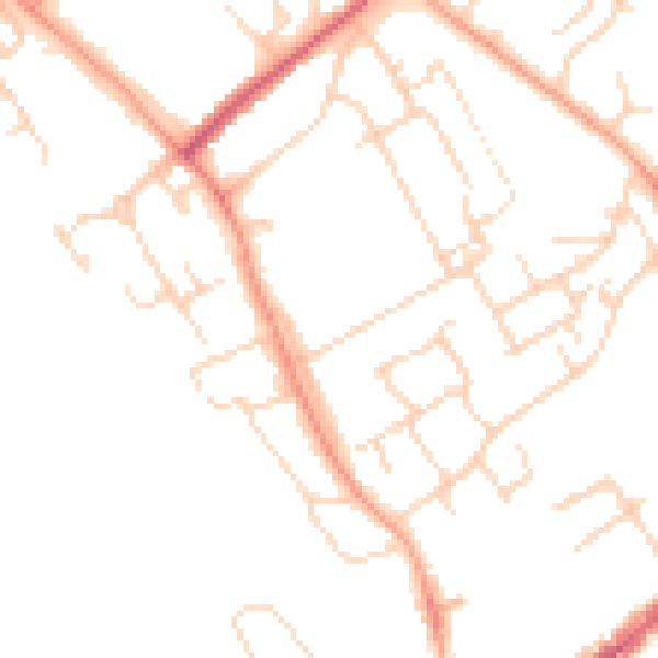 Daytime road noise heatmap for WD6 4PY