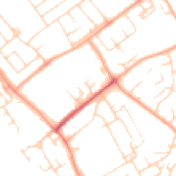 Daytime road noise heatmap for WD6 4QN