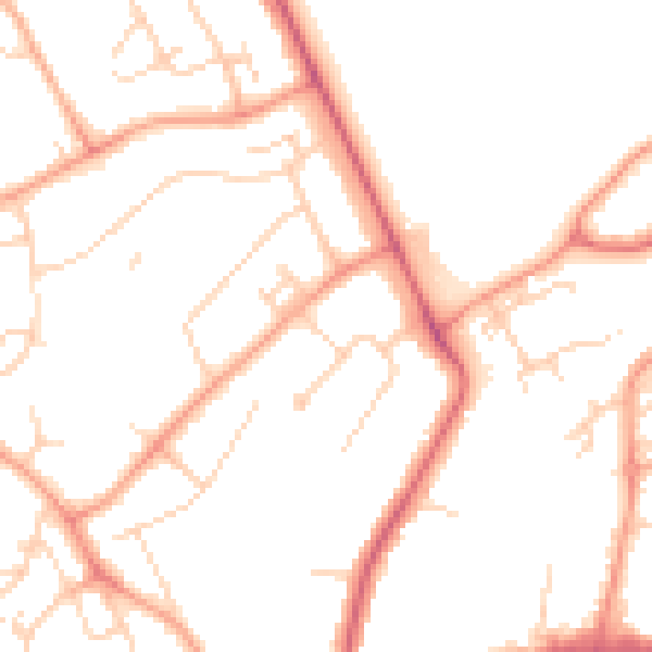 Daytime road noise heatmap for WD6 5AG